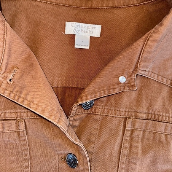 Christopher & Banks Light Brown Jean Jacket Size Large - Picture 2 of 4